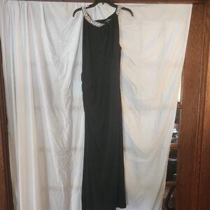 Ralph Lauren Elegant Black Evening Dress with Sparkling Neckline